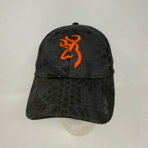 Browning Camo Baseball Cap Black Orange Buckmark Kryptek Hat Adjustable OSFA